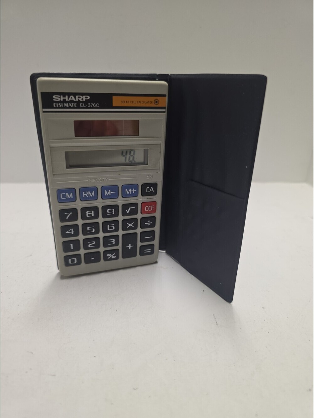 80s Sharp EL-376C ElsiMate Solar Calculator with Case RARE